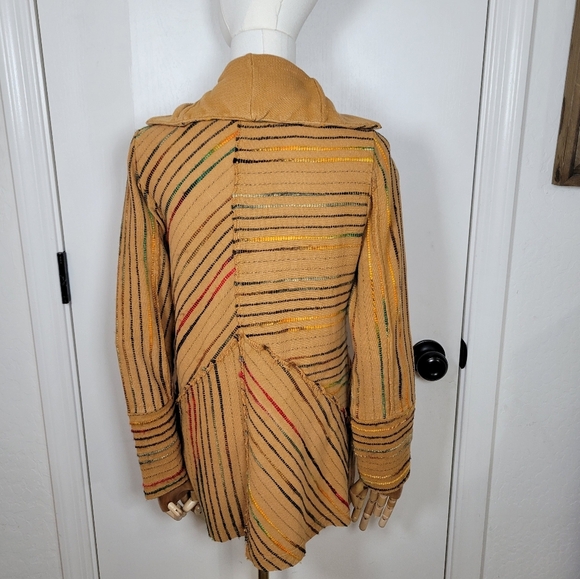 Soft Surroundings Kinsale Bouclé Jacket Top XS Striped Embroidered Cotton Boho - Picture 8 of 12